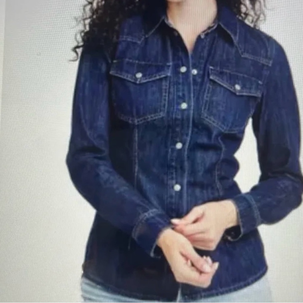 Universal Thread Dark Blue Denim Button-Down Shirt